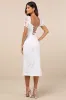 Odetta White Burnout Puff Sleeve Lace-Up Midi Dress sold by Lulus