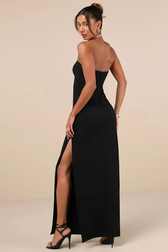Famous Icon Black Strapless Column Maxi Dress sold by Lulus product image thumbnail 2