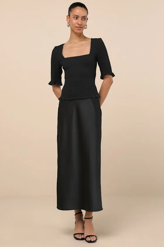 Enna Black Smocked Short Sleeve Top sold by Lulus product image thumbnail 4