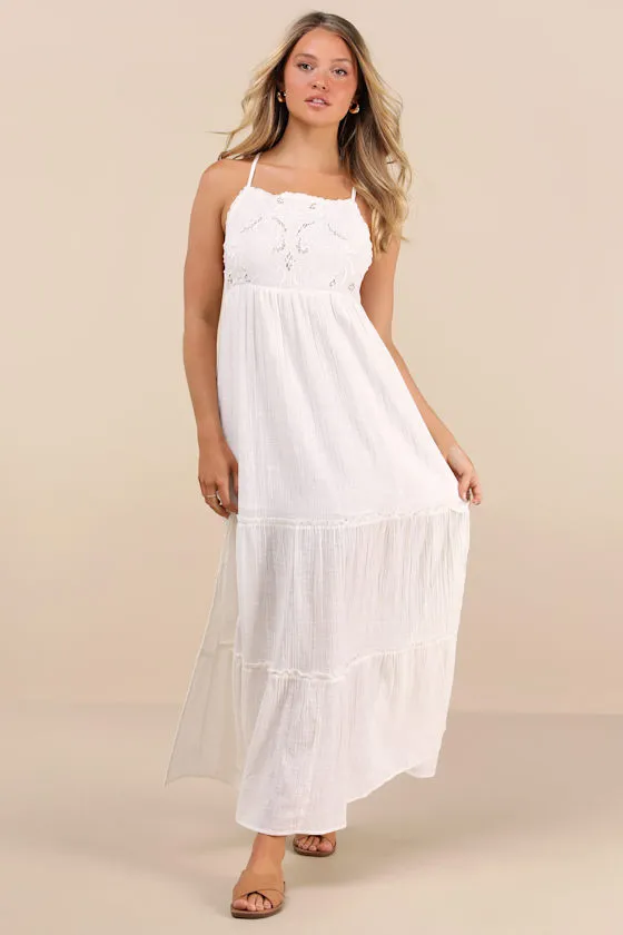 Lisbon White Embroidered Tiered Maxi Dress sold by Lulus product image thumbnail 2