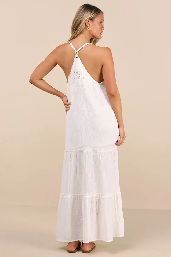 Lisbon White Embroidered Tiered Maxi Dress sold by Lulus product image thumbnail 3
