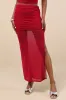 Cadie Red Sheer Mesh Ruched Maxi Skirt sold by Lulus