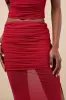 Cadie Red Sheer Mesh Ruched Maxi Skirt sold by Lulus
