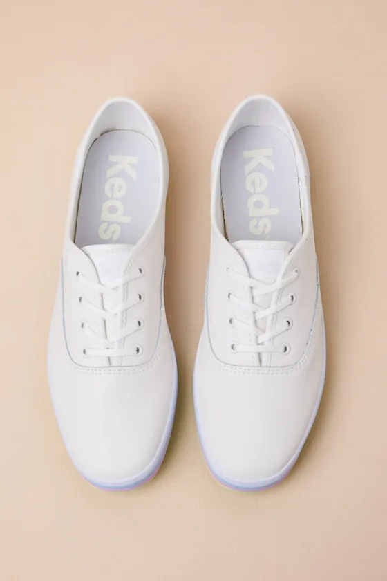 Champion Snow White Multi Foxing Striped Leather Sneakers sold by Lulus product image thumbnail 4