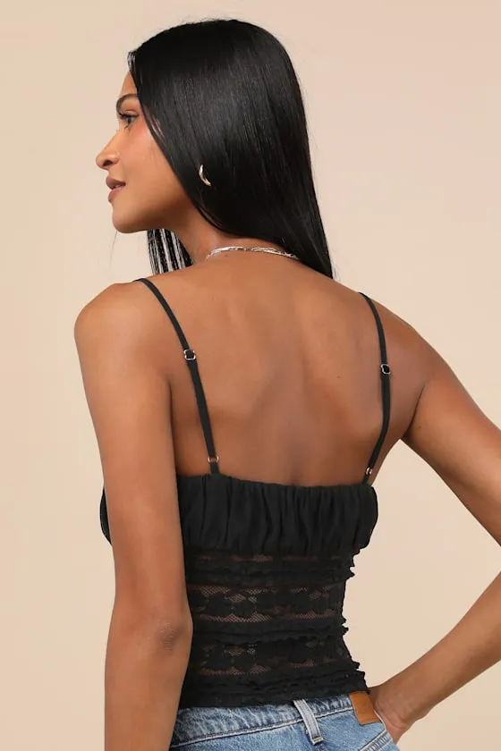 Malvina Black Mesh Sheer Lace Cami Top sold by Lulus product image thumbnail 2