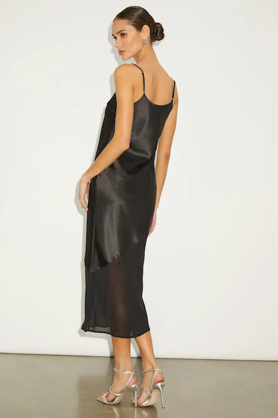 Drew Black Satin Scoop Neck Midi Dress sold by Lulus product image thumbnail 3