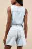 Vest Light Wash Button-Front Denim Romper sold by Lulus