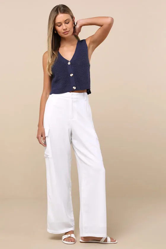 Cadelina White Linen Cargo Trouser Pants sold by Lulus