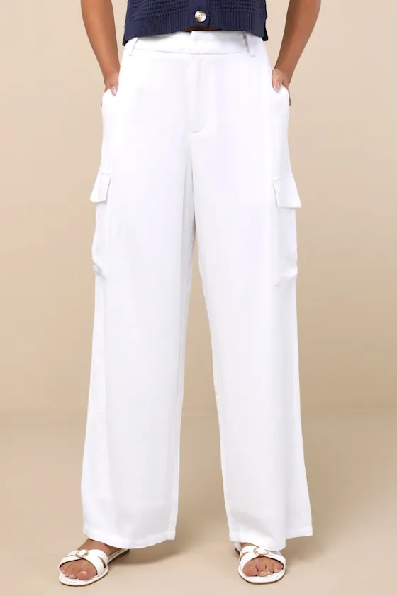 Cadelina White Linen Cargo Trouser Pants sold by Lulus product image thumbnail 2