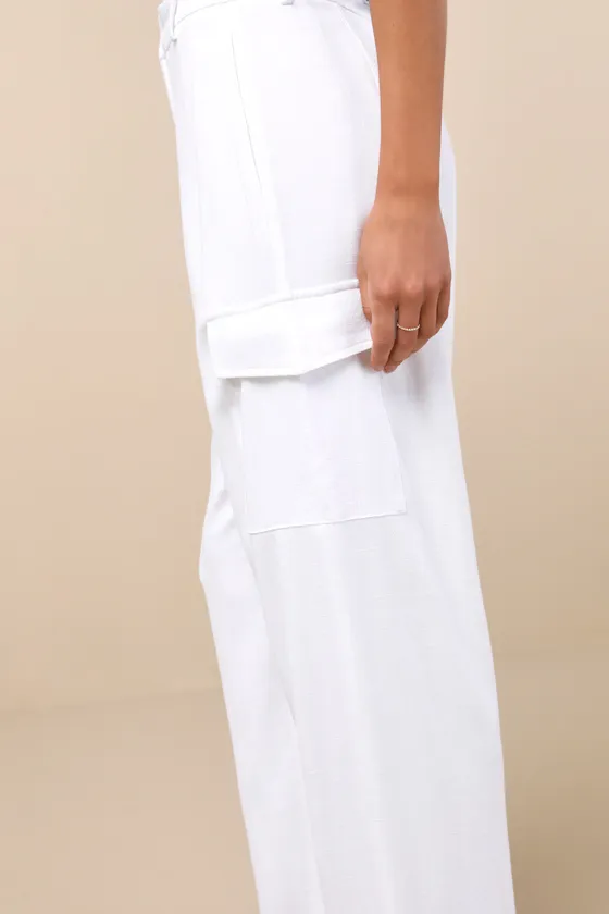 Cadelina White Linen Cargo Trouser Pants sold by Lulus product image thumbnail 4