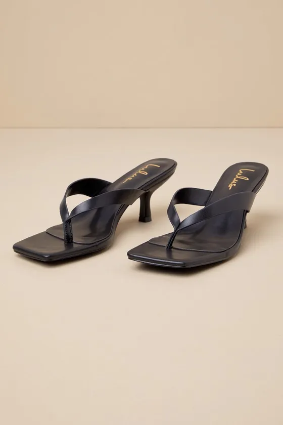 Wistery Black Kitten Heel Thong Sandals sold by Lulus product image thumbnail 2