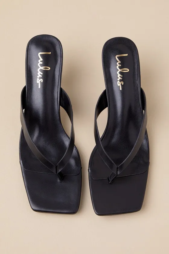 Wistery Black Kitten Heel Thong Sandals sold by Lulus product image thumbnail 3