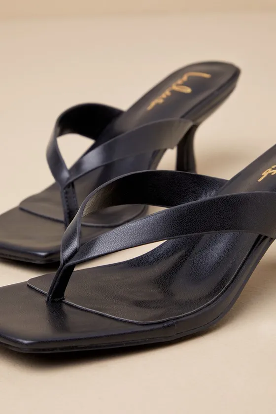 Wistery Black Kitten Heel Thong Sandals sold by Lulus product image thumbnail 4