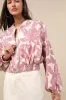 Signey Light Beige and Mauve Pink Floral Bomber Jacket sold by Lulus