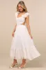 Mio Ivory Pleated Tie-Back Midi Dress sold by Lulus
