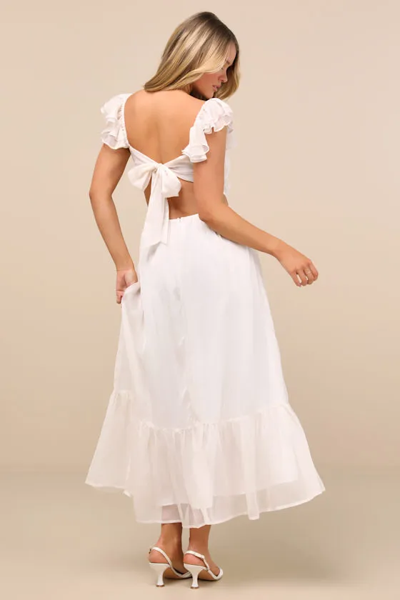 Mio Ivory Pleated Tie-Back Midi Dress sold by Lulus product image thumbnail 3