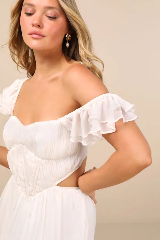 Mio Ivory Pleated Tie-Back Midi Dress sold by Lulus product image thumbnail 4