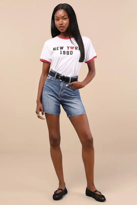 Baggy Medium Wash Denim High-Rise Long Shorts sold by Lulus product image thumbnail 4