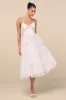 Claudina White Multi Pleated Lace-Up Midi Dress sold by Lulus