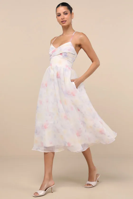 Claudina White Multi Pleated Lace-Up Midi Dress sold by Lulus product image thumbnail 2