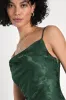 Close to Your Heart Emerald Green Satin Jacquard Cowl Slip Dress sold by Lulus