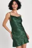 Close to Your Heart Emerald Green Satin Jacquard Cowl Slip Dress sold by Lulus