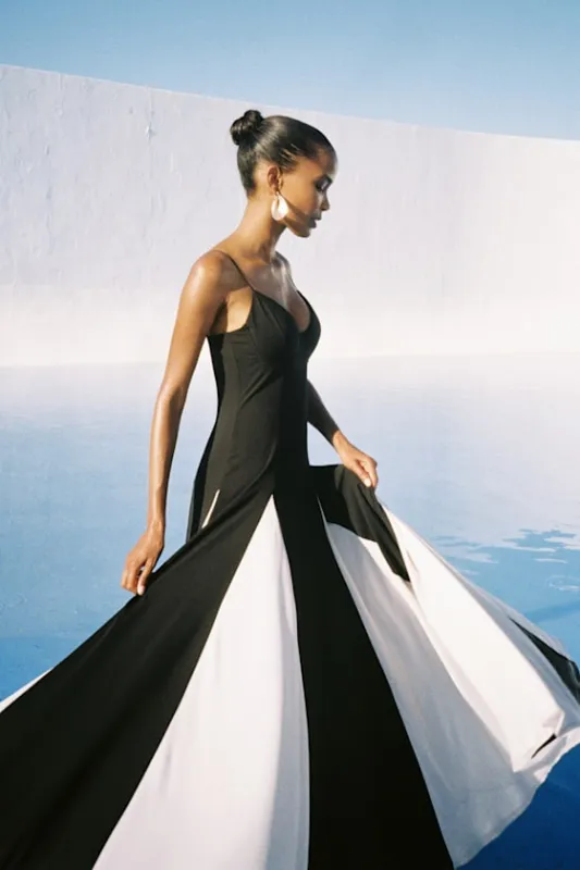 Elisha Black and White Sleeveless Maxi Dress sold by Lulus
