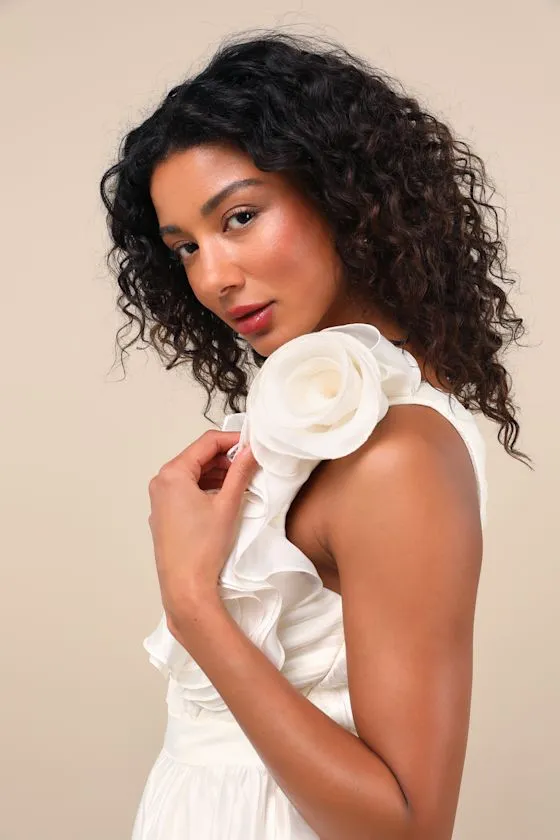 Lanelle Ivory Ruffled One-Shoulder Midi Dress sold by Lulus product image thumbnail 2