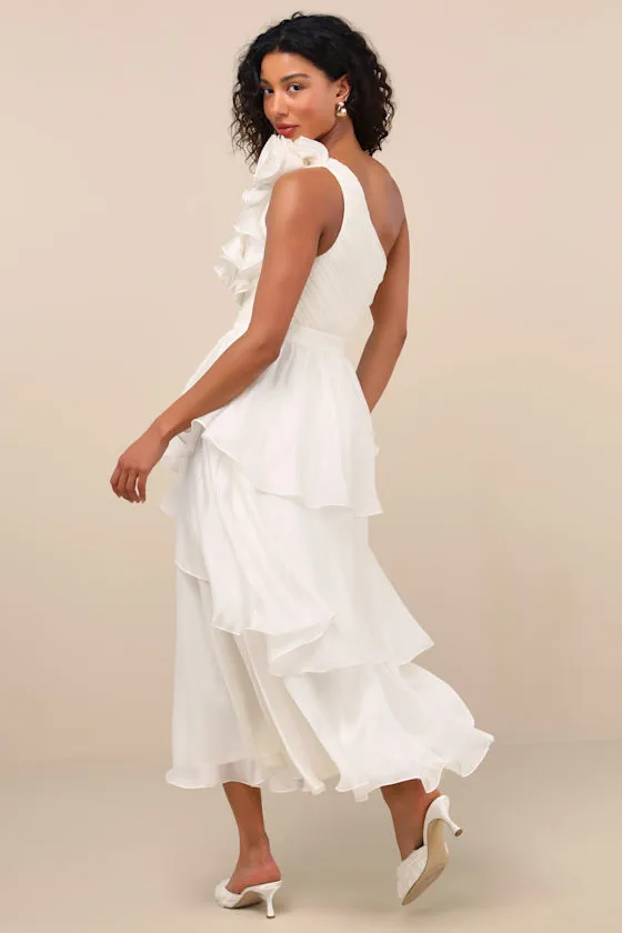 Lanelle Ivory Ruffled One-Shoulder Midi Dress sold by Lulus product image thumbnail 3