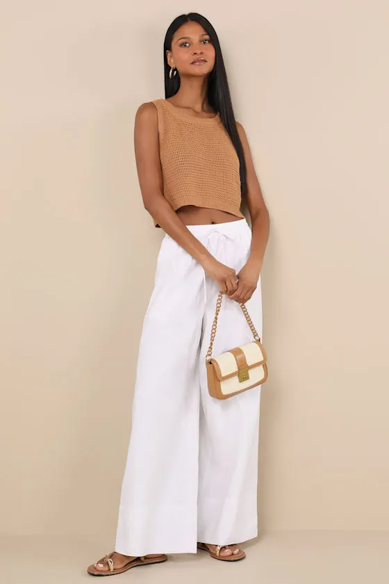Brisa White Cuffed Wide-Leg Pants sold by Lulus