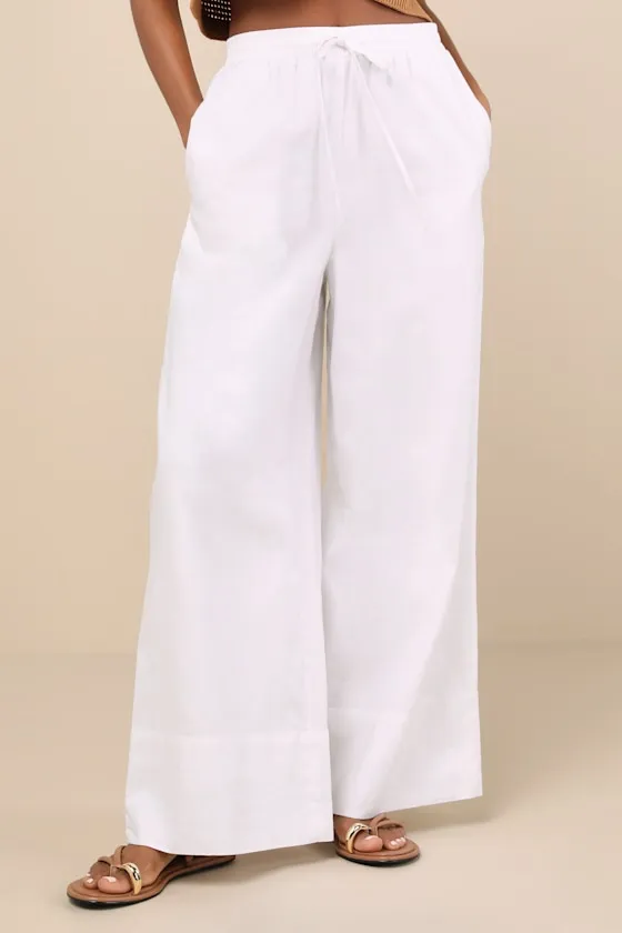 Brisa White Cuffed Wide-Leg Pants sold by Lulus product image thumbnail 2