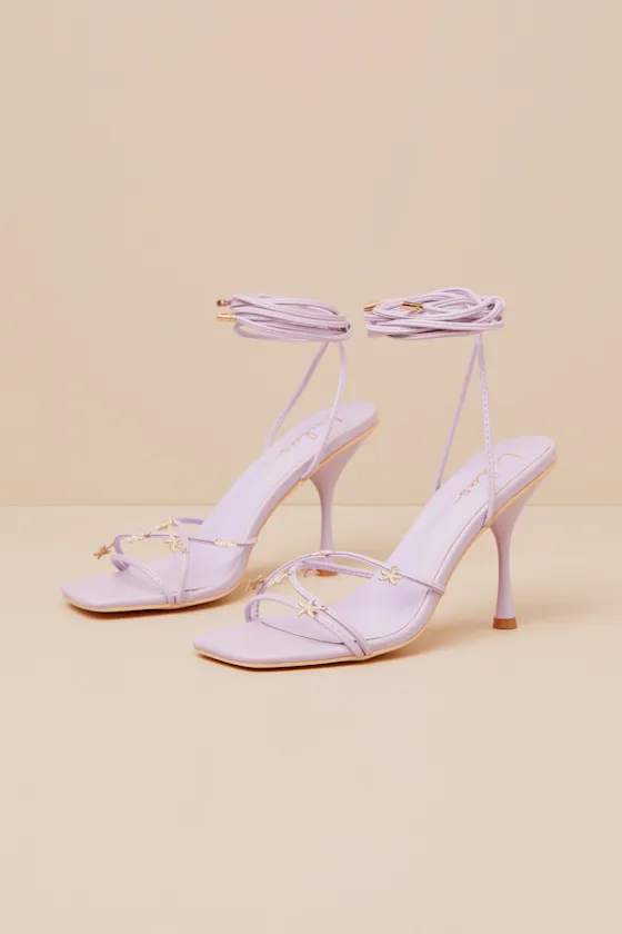 Marcelia Lavender Lace-Up High Heel Sandals sold by Lulus