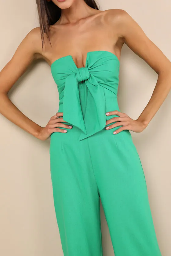 Sunshine Aura Green Tie-Front Strapless Jumpsuit sold by Lulus product image thumbnail 2