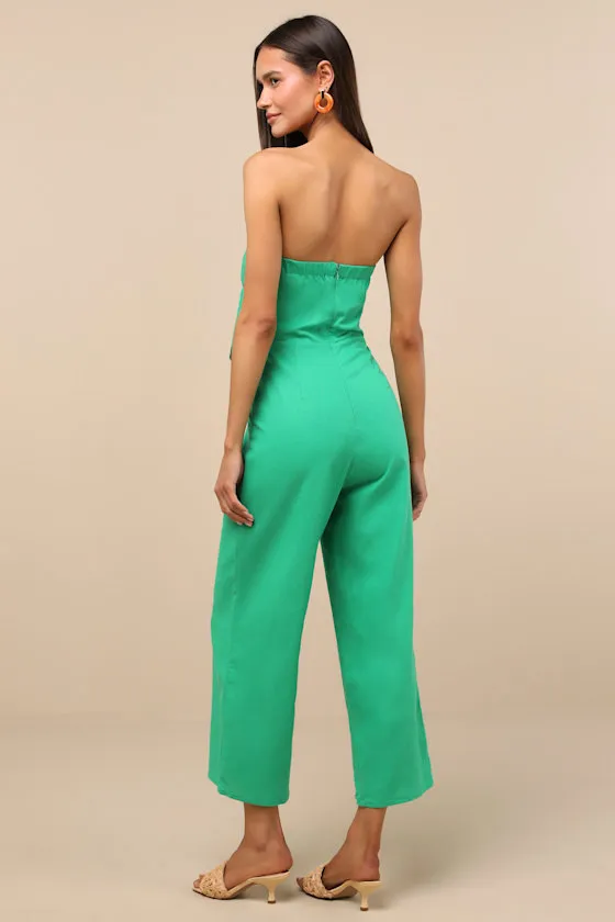 Sunshine Aura Green Tie-Front Strapless Jumpsuit sold by Lulus product image thumbnail 3