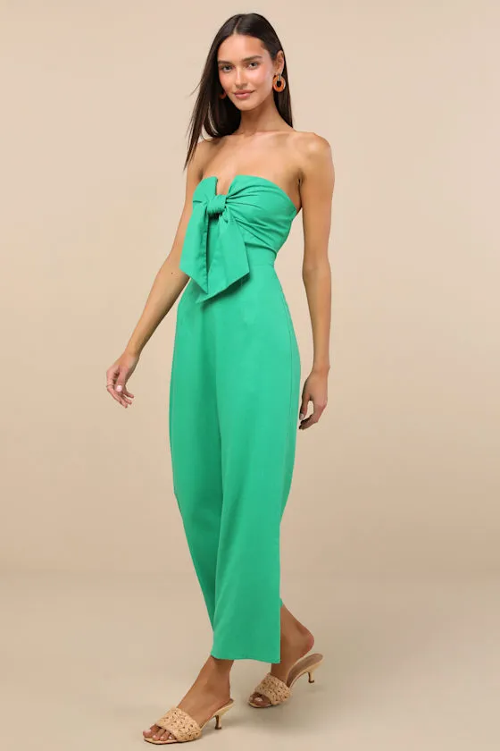 Sunshine Aura Green Tie-Front Strapless Jumpsuit sold by Lulus product image thumbnail 4