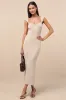 Chiara Beige Ribbed Knit Cap Sleeve Midi Dress sold by Lulus