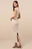 Chiara Beige Ribbed Knit Cap Sleeve Midi Dress sold by Lulus