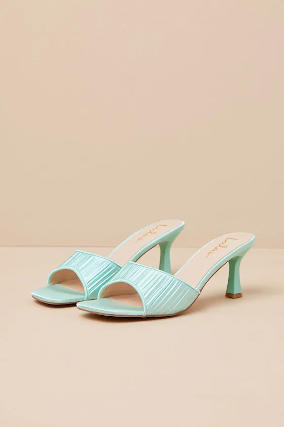 Rheta Seafoam Satin High Heel Slide Sandals sold by Lulus product image thumbnail 2