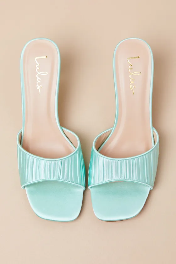 Rheta Seafoam Satin High Heel Slide Sandals sold by Lulus product image thumbnail 4