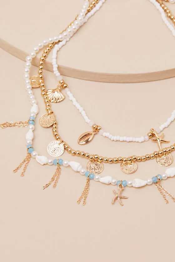 Annalie Gold Multi Layered Charm Necklace sold by Lulus product image thumbnail 2