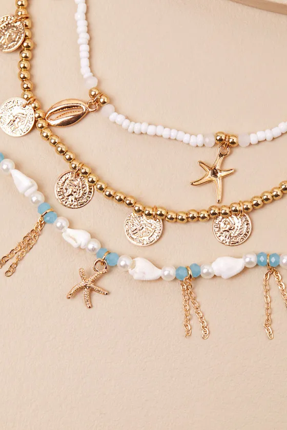 Annalie Gold Multi Layered Charm Necklace sold by Lulus product image thumbnail 4