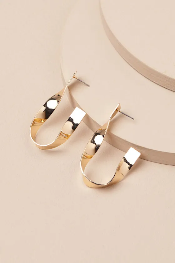 Tava Gold Twisted Hoop Earrings sold by Lulus