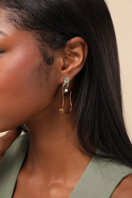 Tava Gold Twisted Hoop Earrings sold by Lulus product image thumbnail 2