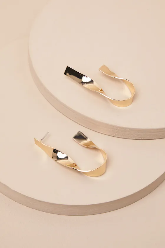 Tava Gold Twisted Hoop Earrings sold by Lulus product image thumbnail 3