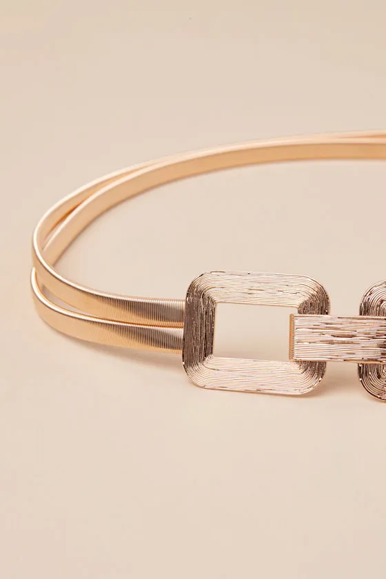 Athene Gold Textured Elasticized Belt sold by Lulus product image thumbnail 2