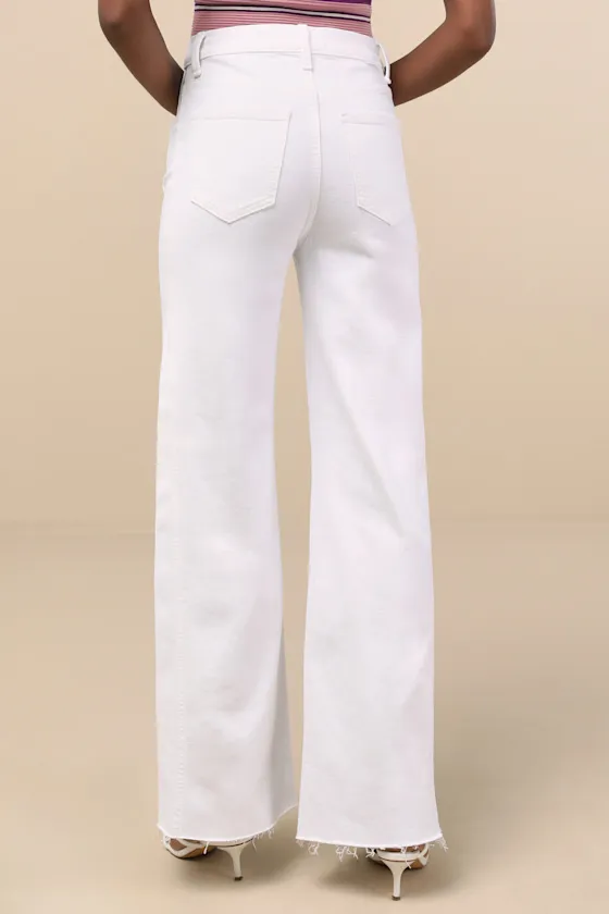 Far Out White Wide-Leg Seamed Cutout High-Rise Jeans sold by Lulus product image thumbnail 3
