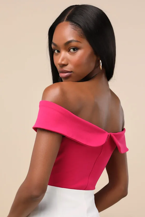 Wylah Hot Pink Off-the-Shoulder Cutout Bodysuit sold by Lulus product image thumbnail 2
