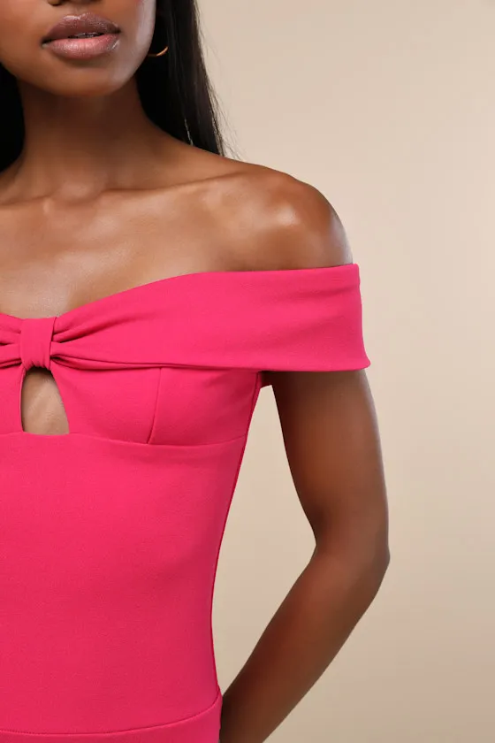 Wylah Hot Pink Off-the-Shoulder Cutout Bodysuit sold by Lulus product image thumbnail 4