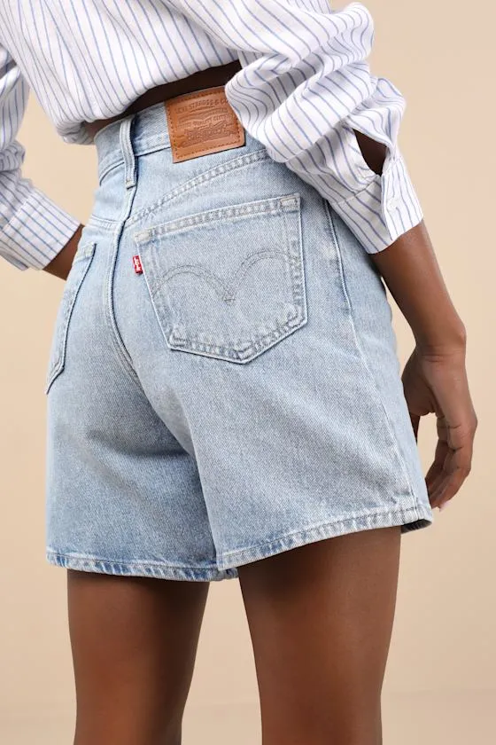 Baggy Light Wash Denim High-Rise Long Shorts sold by Lulus product image thumbnail 3