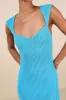 Chiara Turquoise Ribbed Knit Cap Sleeve Midi Dress sold by Lulus